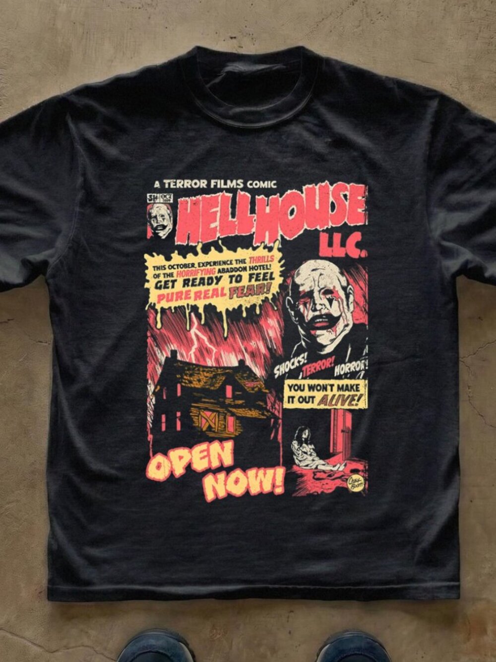 Creepy Clown Haunted Mansion Black Tee